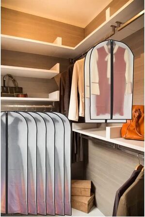 Підвісні сумки для одягу, 12 шт., дихаючі чохли для костюмних сумок із застібкою-блискавкою, сумки для одягу з PEVA, водонепроникні сумки для одягу, сумки для пальто, водонепроникні сумки для суконь, для зберігання в гардеробі та подорожей, чохли для паль