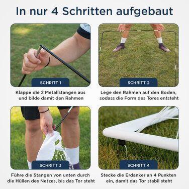 Дитячі футбольні ворота, комплект з 2 шт. , білі, без перешкоди, кожні 120x90 см, включаючи 82 кілочки та сумку для перенесення, висувні футбольні ворота для дітей садівничого віку