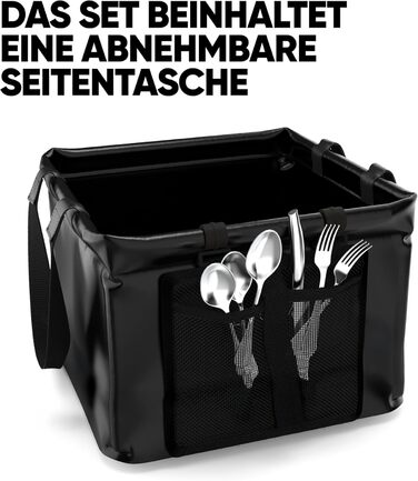 Складана миска для миття посуду EVOCAMP 20 л, водонепроникна складна миска для кемпінгу - складна кемпінгова мийка - підходить для подорожей, риболовлі, миття посуду, охолоджувач для напоїв на свіжому повітрі, охолоджувач для пива для саду