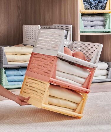 Елементний штабельований складний гардероб для зберігання ящиків шафа-органайзер ящик пластикові ящики для зберігання для дому спальня кухня 4 кольори та білий, 8-