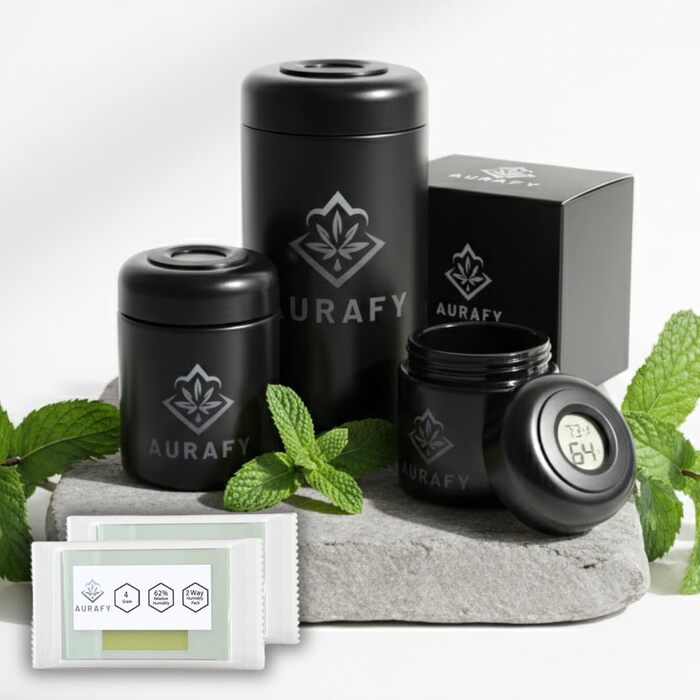 Банка-сховище з кришкою-гігрометром скло, що витримує ультрафіолетове випромінювання, герметичне та стійке до запахів, для зберігання трав і спецій У комплекті 2 пакети з двостороннім контролем вологості 62 відносної вологості (250 мл)