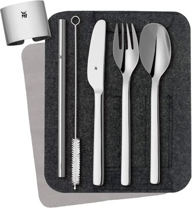 Нержавіюча сталь, набір столових приборів з 8 предметів, набір столових приборів для подорожей на 1 людину, столові прибори для кемпінгу з футляром, екологічно чисті столові прибори для походів, соломинка, щітка для чищення, подарунковий аксесуар для кемп