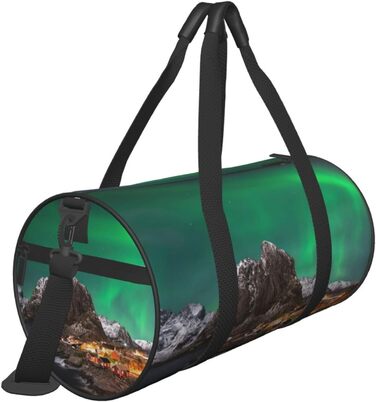 Спортивна сумка, дорожня сумка, з ефектним принтом Аврора, сумка для подорожей та на ніч, чорна, універсальний розмір