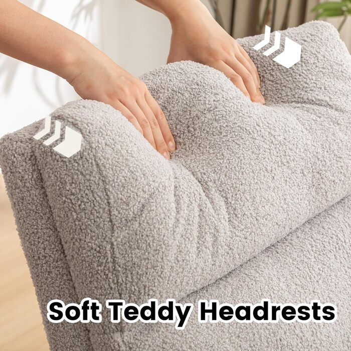 Крісло-гойдалка, крісло для годування, м&39яке крісло для годування з дерев&39яними ніжками та боковими кишенями, крісло-гойдалка з високою спинкою для годування грудьми у вітальні, спальні та дитячій кімнаті (світло-сірий ведмедик)