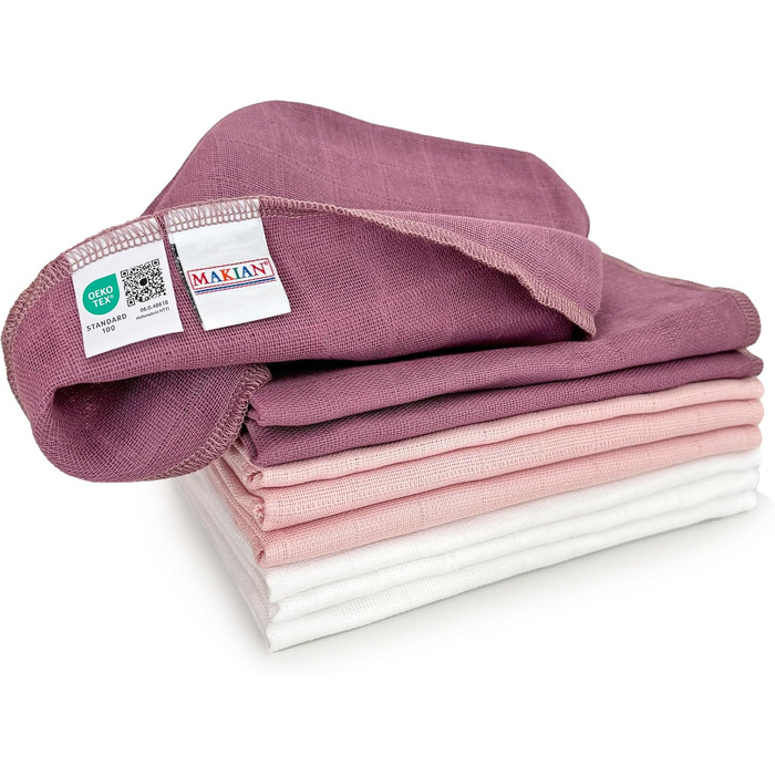 Муслінові пелюшки MAKIAN 9 упаковок, 40x40 см, перевірено Oeko-TEX Standard 100, 9 пелюшок для відрижки преміум якості - 4-шарові