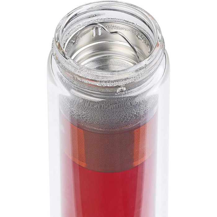 Подвійна пляшка для чаюПодвійна скляна пляшка з неопреновим чохлом та чайним ситечком, 400 мл (термос)