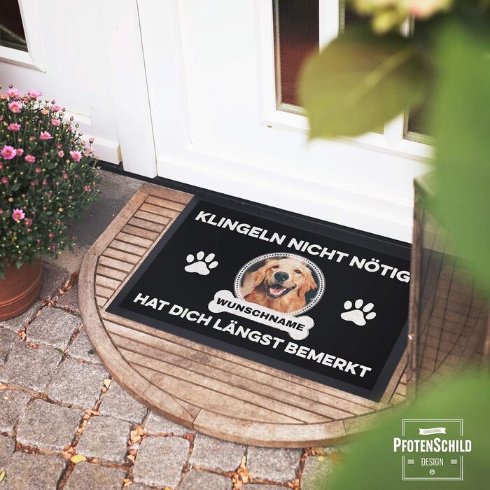 Килимок для дверей з вашим власним собакою - Не потрібно дзвонити у дзвінок - Персоналізований з вашим бажаним фото та іменем - 60 x 40 см