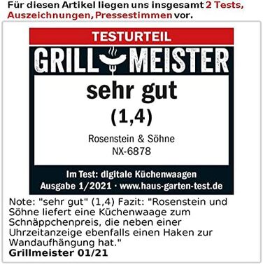 Цифрові ваги Rosenstein & Shne Цифрові кухонні ваги з нержавіючої сталі з таймером, до 15 кг, точність до 1 г (побутові ваги, ваги