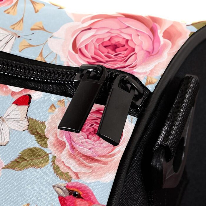 Спортивна сумка, маленька дорожня сумка, сумка для фітнесу та шопінгу (йога, тренування), з дизайном червоні троянди, птахи, метелики, сумка для активного відпочинку, ручна поклажа