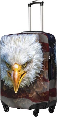 Чохол для валізи, дизайн Американський прапор з орлом, міцний захист валізи, підходить для багажу розміром 45,7 - 81,3 см, розмір XL, Чорний, X-Large
