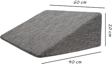 Фантастична міні-клинна подушка 60x40x20 см універсальна клиноподібна подушка. Подушка для читання для ліжка та дивана. Зручна спинка з чохлом, який можна прати. Формостійка рефлюксна подушка. Сірий меланж