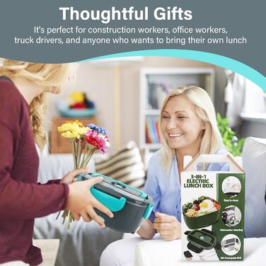 Електричний ланчбокс VMUTGA 1,5 л, 60 Вт, з підігрівом від 12В/24В/220В. Термоконтейнер для гарячих обідів з сумкою, виделкою та ложкою з нержавіючої сталі для автомобіля, вантажівки, офісу.