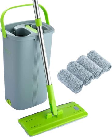 Набір швабри та відра EasyGleam - швабра для підлоги з телескопічною штангою, Інноваційне двокамерне відро для вологого та сухого