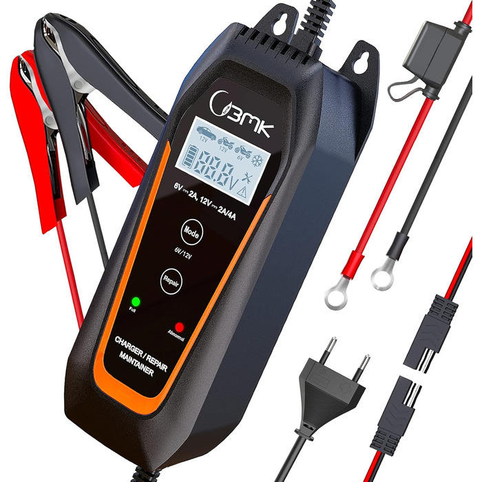 Зарядний пристрій 6V/12V 2A 4A повністю автоматичний інтелектуальний зарядний пристрій зі світлодіодним ремонтним зарядним пристро