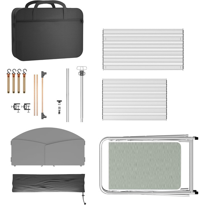 Складана кемпінгова кухня, кемпінгова шафа з алюмінію з 3 робочими поверхнями, відділенням для шафи, підставкою для світла та 4 гачками, вулична кухня, кемпінгова шафа