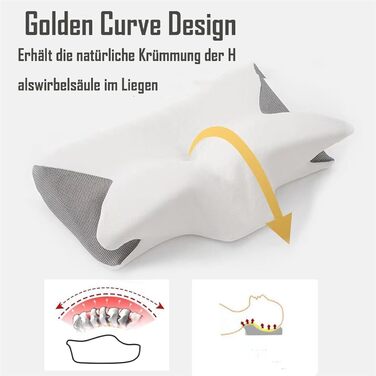 Подушка Curosleep, ергономічна ортопедична подушка, ортопедична подушка для шиї з піни з ефектом пам&39яті, подушка для підтримки шиї для сну на боці, спині та животі (чорна)