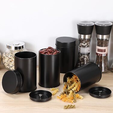 Маленьких круглих чайних банок, контейнери для зберігання розсипного чаю, чайні контейнери з герметичними подвійними кришками, чорні, коробки для зберігання спецій, трав, цукру, універсальний подарунок для любителів чаю, 12