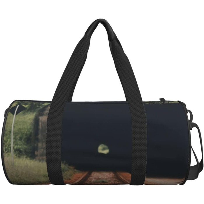 Дорожня сумка-циліндр, дизайн залізнична колія над тунелем, спортивна сумка для чоловіків та жінок, тренувальний баул