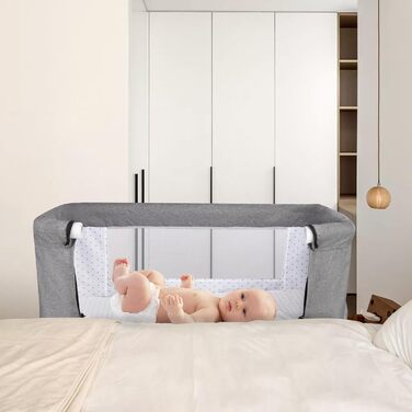 Дитяче ліжечко OHMG Side-by-Side, дитяче ліжко, дитяча колиска, дитяче ліжко 3 в 1 для новонароджених, ліжко-гойдалка для дому та подорожей з колесами, регульована висота 6 шт. (сірий (80x40x100-115 см))