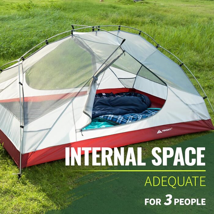 Кемпінговий намет Forceatt на 2-3 особи, 2 двері, водонепроникний та вітрозахисний, надлегкий туристичний намет на 3-4 сезони для трекінгу, кемпінгу та активного відпочинку. 3-місний, винно-червоний