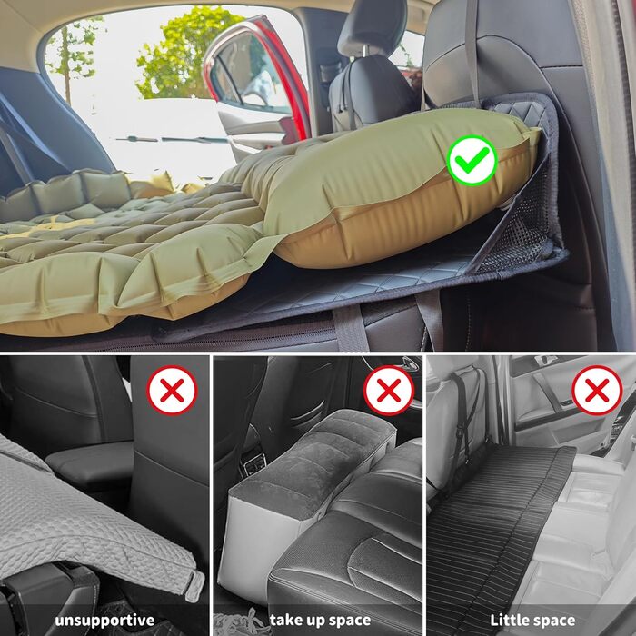 Міст для заднього сидіння автомобіля EULANT, підтримує надувний матрац для кемпінгу в автомобілі та подовжує заднє сидіння, щоб надати собакам більше місця, для більшості автомобілів, позашляховиків, мінівенів, сірий