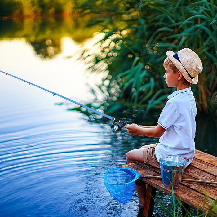 Рибальський набір 1,8 м для дітей, стартовий набір для дитячої риболовлі, вудка з вуглецевого волокна з котушкою, телескопічна вудка, котушка, рибальські аксесуари для дітей віком 3-10 років