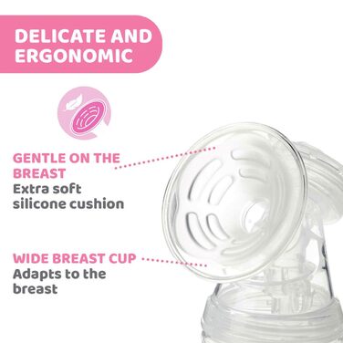 Електричний молоковідсмоктувач Chicco з фазами стимуляції та екстракції, 10 рівнів інтенсивності, зручний і швидкий, ергономічної