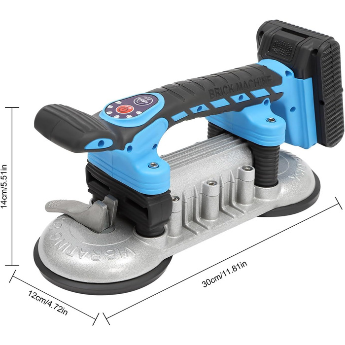 Вібратор для плитки Вібраційний пристрій для плитки Інструмент для укладання плитки Вібраційна машина Вібратор з подвійною присоскою Ручний вирівнювач для плитки Укладання 12000mAh 50-200Гц/с 6 швидкостей