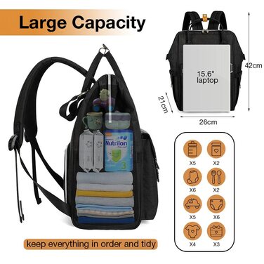 Пеленальний рюкзак для пеленання з пеленальним килимком Багатофункціональна дорожня сумка-рюкзак великої місткості для подорожей в