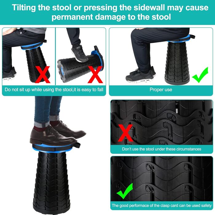 Портативний складаний стілець Auspicious - регульований по висоті та складний, легкий кемпінговий стілець для використання в приміщенні та на вулиці, ідеально підходить для кемпінгу, саду, кухні, походів, риболовлі, барбекю, вантажопідйомність 397 фунтів 