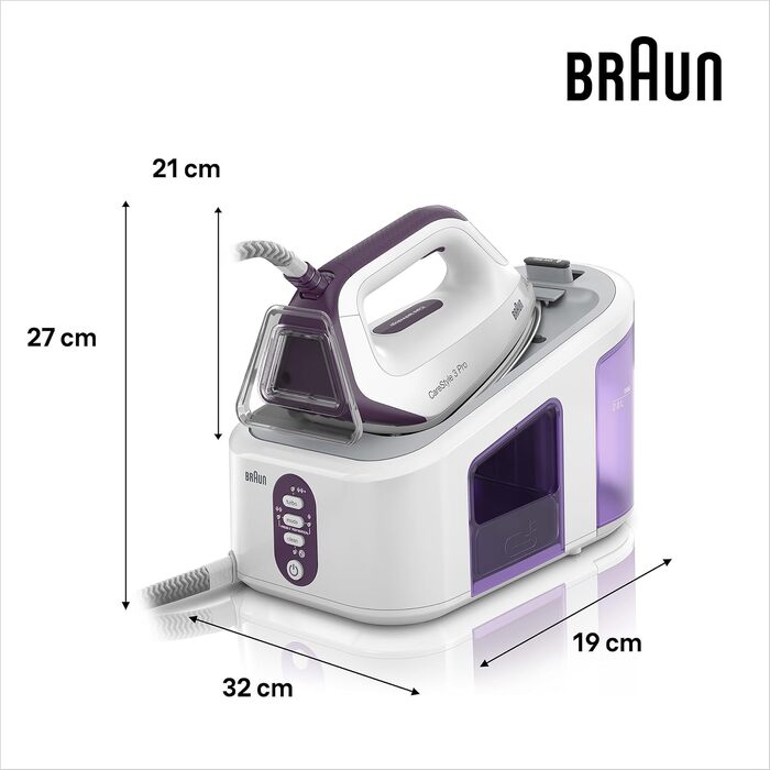 Парова прасувальна станція Braun CareStyle 3 Pro IS 3155 VI - парова праска з підошвою FreeGlide 3D, 2400 Вт, тиск насоса 6,5 бар,