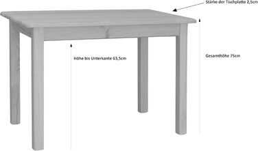 Стіл з масиву сосни, обідній стіл, сосна, лакований міцний захисний шар, 80 x 100 см