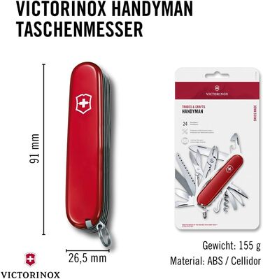 Швейцарський армійський ніж Victorinox Handyman, мультиінструмент, 24 функції, лезо, штопор, консервний ніж (один)