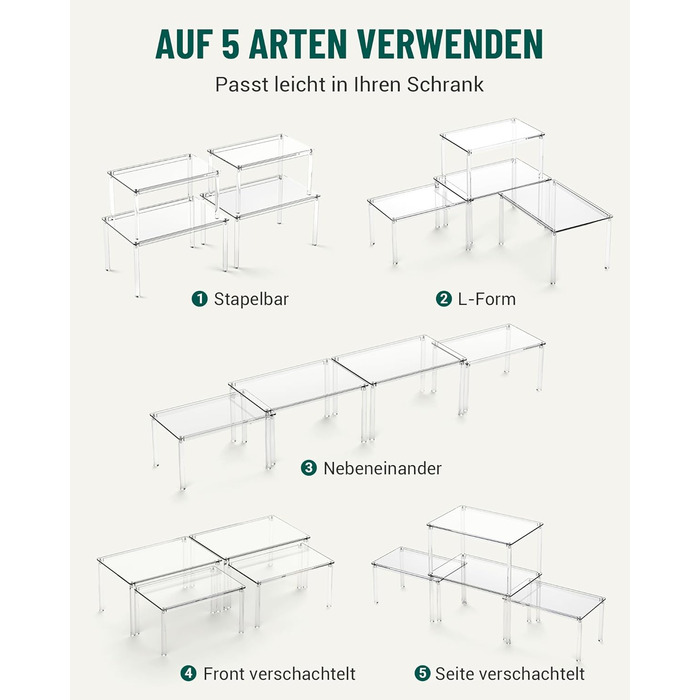 Прозорий кухонний органайзер, навісна стійка для спецій, набір з 4 предметів, органайзер для кухонної шафи, невелика кутова полиця для кухні, штабелюваний органайзер для спецій, стійка для чашок, міні-полиця, сучасний декор для кухонної стільниці