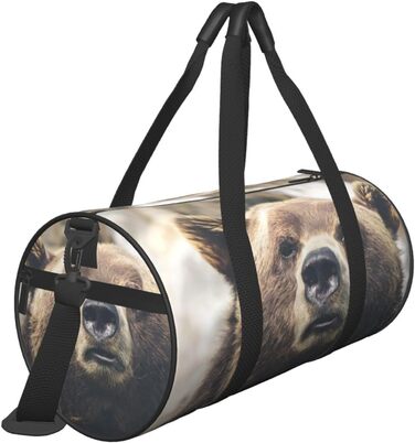 Спортивна сумка для подорожей, дизайн Ведмідь у дикій природі, Чорний колір, Універсальний розмір