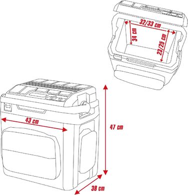 Бездротовий холодильник Einhell TE-COL 18/27 Li-Solo Power X-Change (18 В, 27 літрів, охолодження та нагрівання, гібридний 12 В для автомобіля, підключення до мережі 230 В, включаючи сумки, без акумулятора)