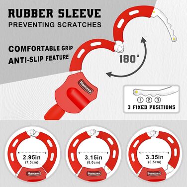 Замок для самокатів та велосипедів, протикрадіжний замок 92 см, яскравий замок-наручник, високий рівень безпеки з ключем, аксесуари для електросамокатів та електровелосипедів (Колір однотонний, колекція Getaway Solids)