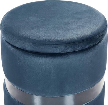 Пуф Beliani з місцем для зберігання, круглий, оксамитовий, синій, металевий, комплект з 2 шт., гламурний вигляд, табурети Doris