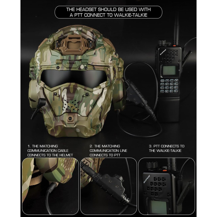 Тактичний штурмовий шолом II з маскою, гарнітурою, вентилятором із захистом від запотівання, військовий мисливський страйкбольний шолом, захисне спорядження для пейнтболу CS, сірий