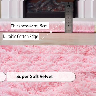 Пухнастий килим,Рожевий килим для дитячої кімнати,Килим з високим ворсом, що миється для спальні,вітальні (Рожевий,80120 см) 80120