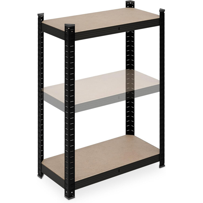 Надміцний стелаж Relaxdays, 5 ярусів, сталь, вставний, чорний Стелажі для зберігання в підвалі, гаражі, ВxШxГ 180x60x30 см, 500 кг