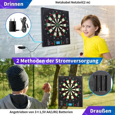 Електронна мішень для дартсу, професійна модель з німецьким голосом та 12 дротиками, електронна мішень для дартсу з РК-екраном, 34 гри та 355 варіацій, електронна мішень для дартсу для 1-8 гравців