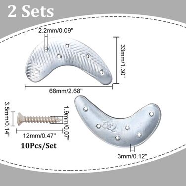 Набір для ремонту підошви PandaHall 2 пари Металеві п'яткові пластини та цвяхи Підп'ятники Поради щодо ремонту підошви Захист п'яти Ремонтні колодки Ремонт взуття Ремонт п'яткових пластин Заміна підошви на цвяхи