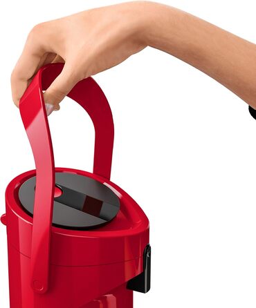 Термос Emsa 515708 з насосом Ponza, ємність 1,9 л, ізольована кружка, важіль тиску, знімний піддон для крапель, червоний, 17 x 16,5 x 39 см