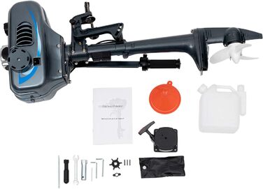 Тактний підвісний мотор 3,5 к.с., бензиновий підвісний мотор, мотор для каяка потужністю 2,5 кВт 49 куб.см, мотор для човна, система CDI з водяним та повітряним охолодженням для надувних човнів, вітрильних човнів та невеликих яхт, 2-тактний 3,5 к.с. 49 ку