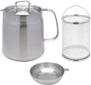 Горщик для смаження Gralara, кошик для сита для олії з ручкою, каструля, каструля для бульйону, маленька каструля для фритюрниці для приготування, випічка, олія, зберігання, 2 л