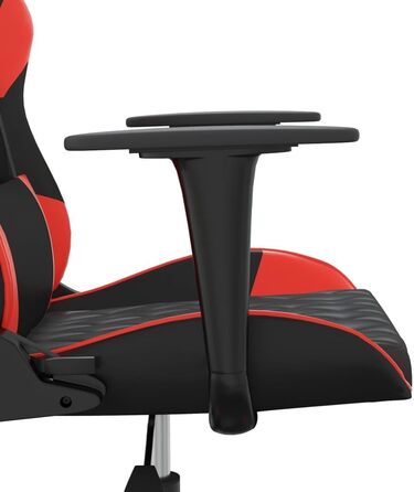 Геймерське крісло, чорно-червона штучна шкіра, з регульованою спинкою та висотою, офісне крісло з поворотом на 360 градусів, міцним металевим каркасом та зносостійкою штучною шкірою, 37 x 45 см (Ш x Г), червоне