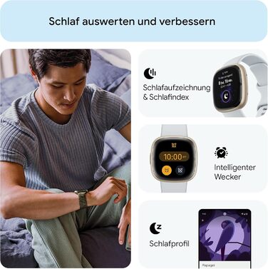 Розумний годинник для жінок/чоловіків Фітнес-годинник з інтегрованим GPS та функцією телефону Фітнес-відстеження з управлінням стресом, ЕКГ та аналізом сну сумісний з Android/iOS Fog Blue / Aluminum у Soft Gold Single, 2