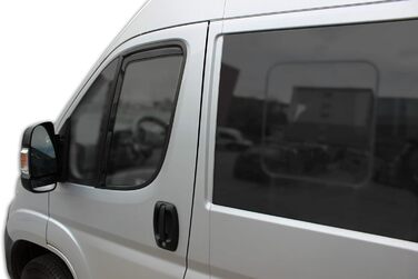 АВТОМОБІЛЕБУДУВАННЯ GP Wind Deflector Rain Deflector Підходить для Ducato з 2006 року, чорний, тонований, набір з 2 предметів, аеродинамічний, легка збірка, кріплення кліпсами, акрилове скло