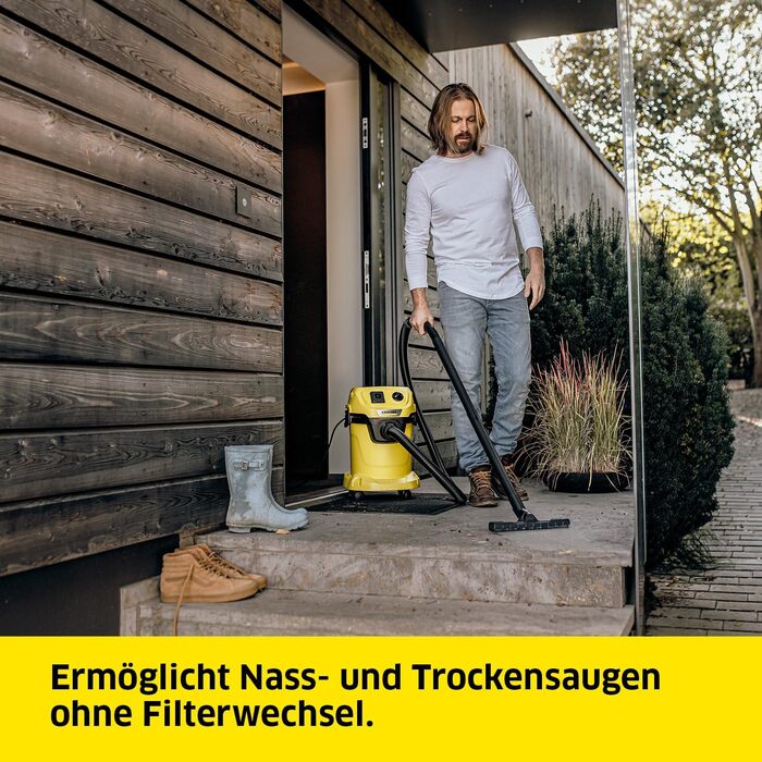 Пилосос для сухого та вологого прибирання Krcher WD 3 P V-19/4/20, вкл. картриджний фільтр, флісовий фільтрувальний мішок, 1000 Вт